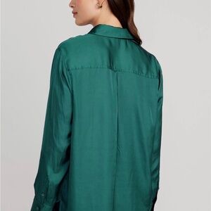 Old Navy Green Satin Button Down Shirt